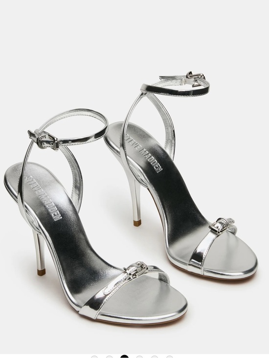 Steve Madden Shoes - Steve Madden Metallic Silver Strappy Heel Sandals
